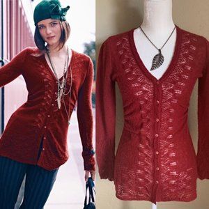 Rosie Neira Ruched Pointelle Cardigan/sweater sz S